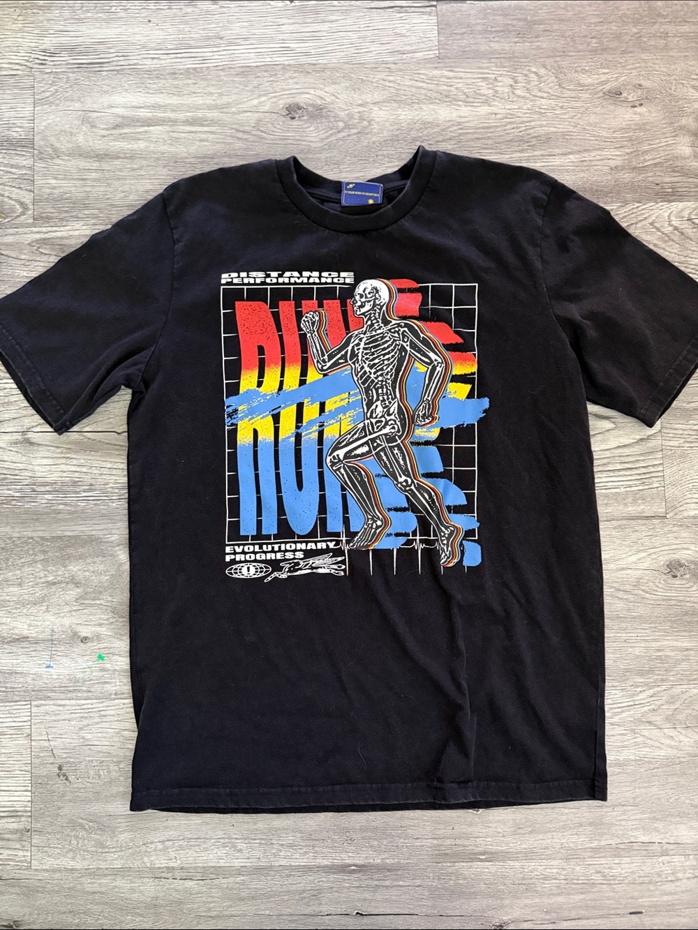 Unbranded Black 'Run' Skeleton Graphic Short-Sleeve Tee